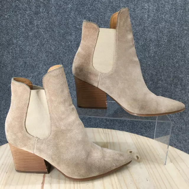 Kendall + Kylie Shoes Womens 7.5 M Ankle Boots Booties Beige Leather Block Heels