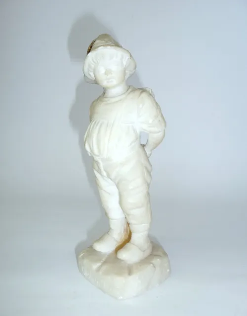 Standing Boy Alabaster - Figure about 1900 Signed