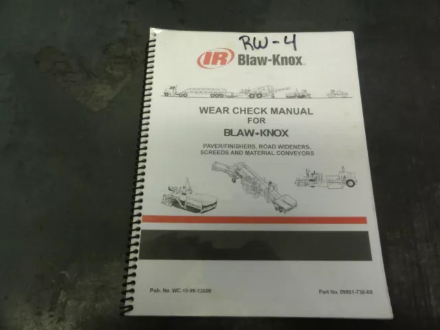 Ingersoll Rand Blaw-Knox Wear Check Manual for Blaw Knox Manual