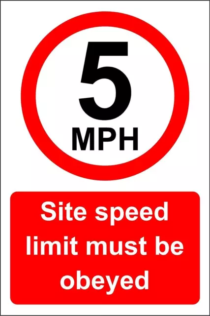 5 mph Site speed limit must be obeyed Safety sign