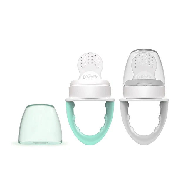 Dr. Brown'S Designed to Nourish, Fresh Firsts Silicone Feeder, Mint & Gray, 2 Co