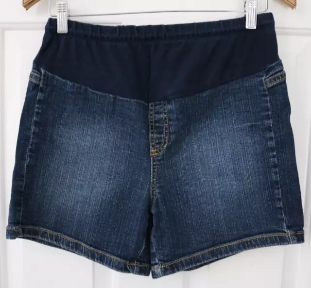 Maternity SHORTS Oh Baby by Motherhood Jeans Blue Denim Pocket Belly Band Size S