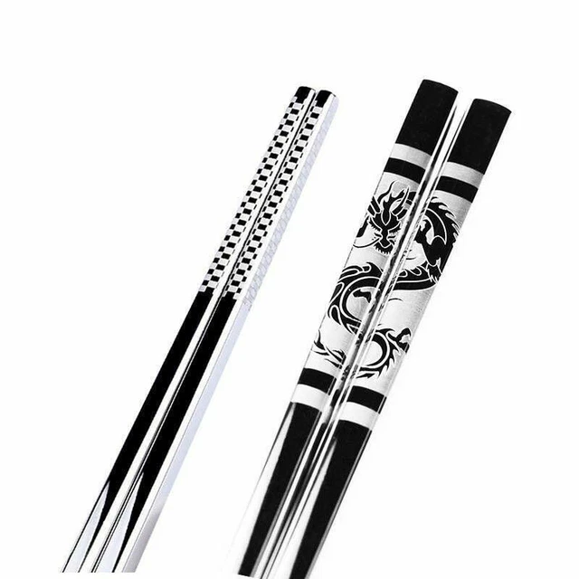 Chinese Chopsticks Stainless Steel Chop Sticks Reusable Food Stick Tableware