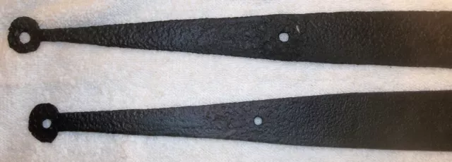 Antique 19th C Hand Forged Wrought Iron Bean End Barn Door Strap Hinges Pa.Find