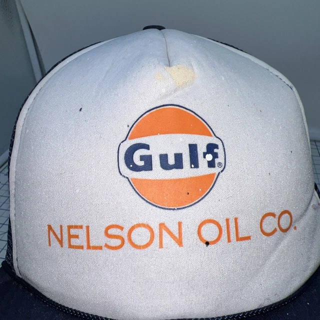 NELSON OIL COMPANY Gulf gas Station Hat Vintage Snapback Hickory North