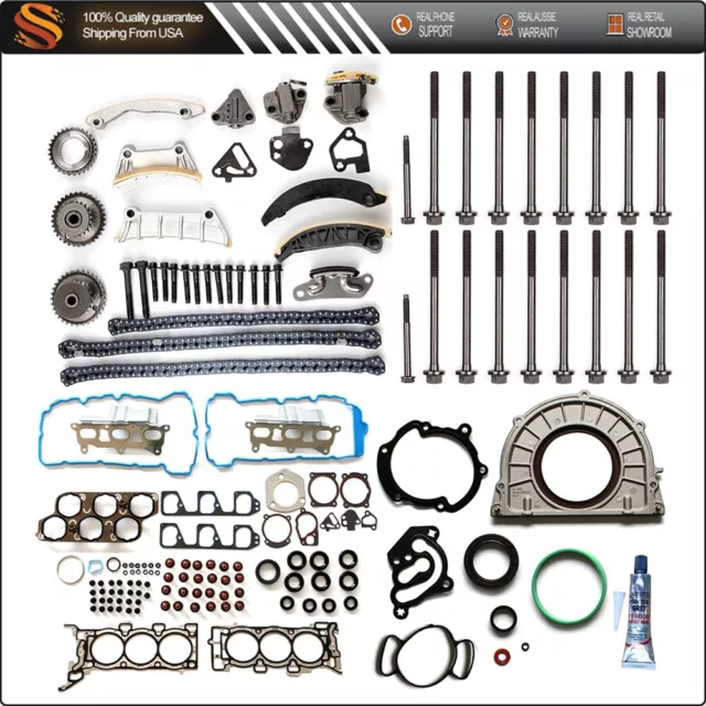 Engine Full Gasket Set Timing Chain Kit Bolt For 07-09 Suzuki XL-7 Limited 3.6L