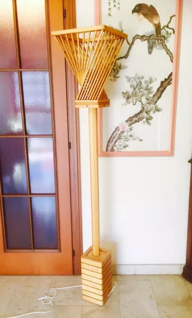 🔴 STREPITOSA PIANTANA BONAPACE 1970 SCULTURA LIGNEA LAMPADA TERRA Floor Lamp
