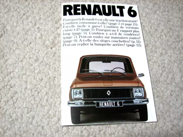 1970s RENAULT 6 (FRANCE) SALES BROCHURE...