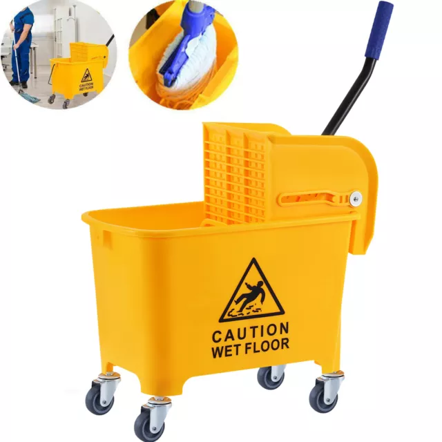5 Gallon Mini Press Mop Bucket with Wringer Cleaning Rolling Cart 20 Quart