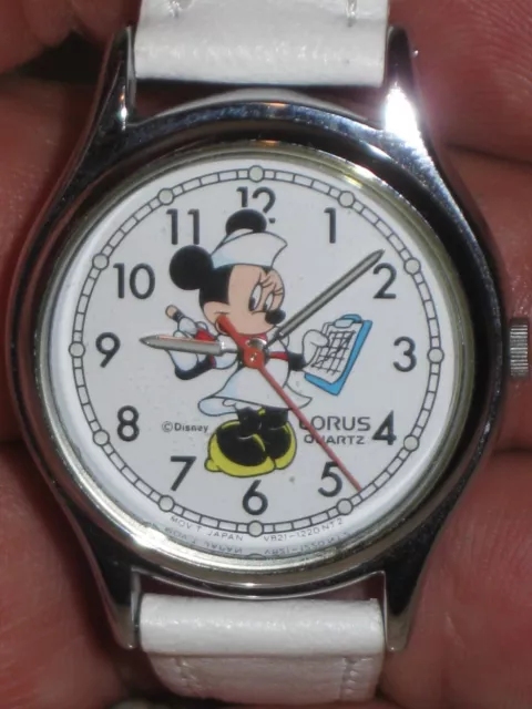 Vintage 90s Mickey Unlimited Lorus Lumibrite MINNIE MOUSE NURSE Watch - RZK166 Vintage 90s Mickey Unlimited Lorus Lumibrite MINNIE MOUSE NURSE Watch - RZK166