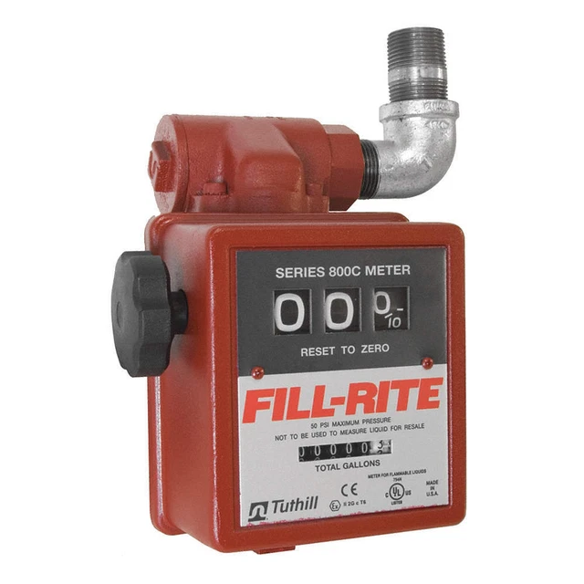 FILL-RITE 806C Flowmeter,50 PSI,20 GPM,1 in.,Mechanical