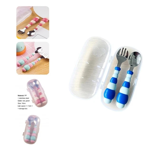 2 piezas/juego de utensilios para bebés convenientes sin BPA utensilios de aprendizaje ecológicos para bebés
