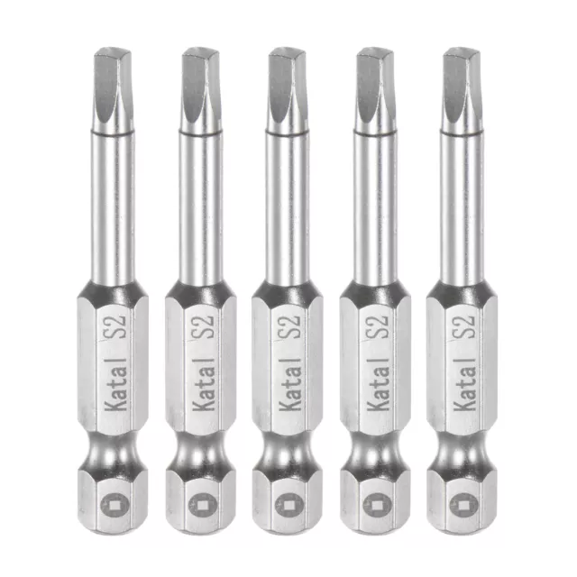 5uds S2 Cuadrado Puntas de Destornillador 1/4" Hexagonal Vástago 2" Longitud