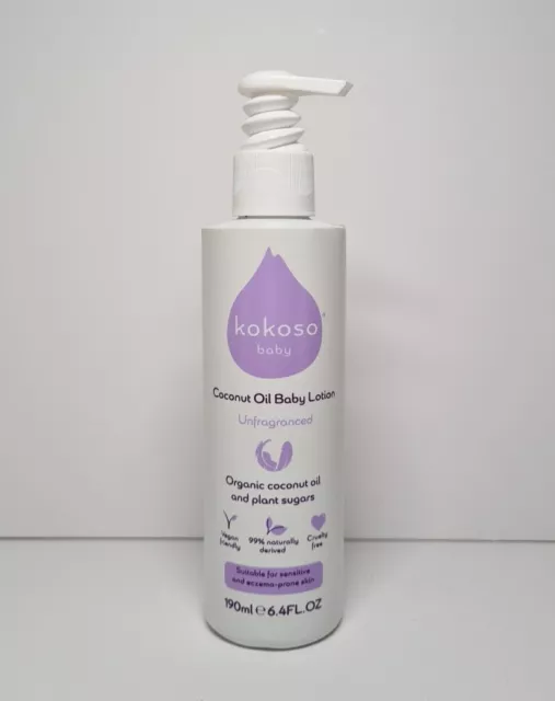 Kokoso Baby Coconut Oil Lotion Fragrance-free 190ml Organic Vegan Sensitive Skin