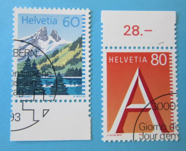 Schweiz 1993 - Freimarken:Bergseen,A-Post mit Ersttagsstempel - Mi.Nr.1489,1490