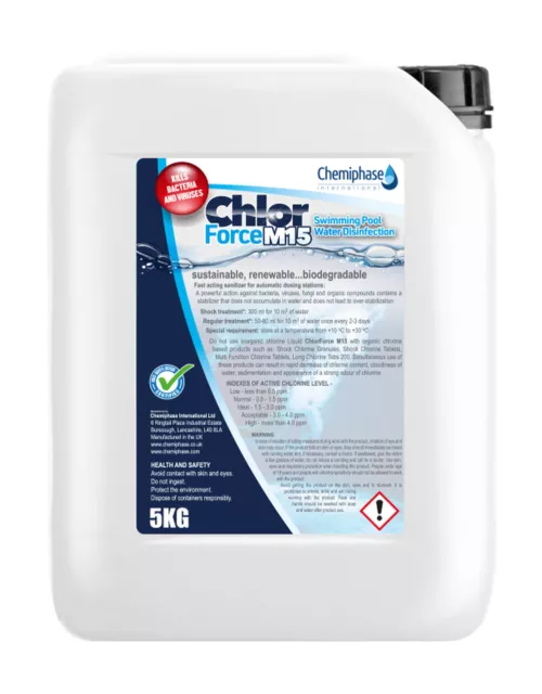 ChlorForce M15 - Liquid Chlorine for Swimming Pools, Spa, Hot Tubs- 4 x 5 Litres 2