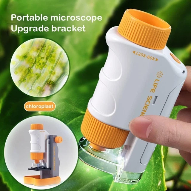 60x-120x Magnification Pocket Microscope Educational Equipment Toy  Kids Gift