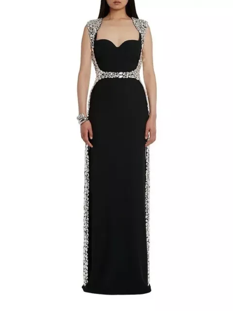 $15000 ALEXANDER MCQUEEN  Embellished Column Gown - Black size40 3