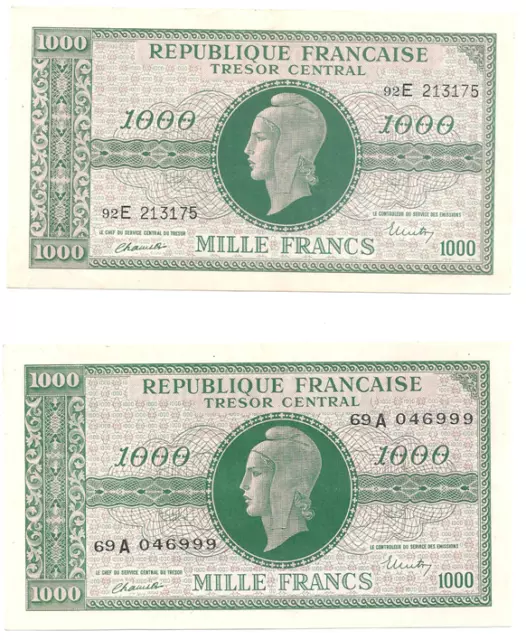 France - Billets du Trésor 1000 Francs Marianne - Fayette VF 12-1 et VF 13-2