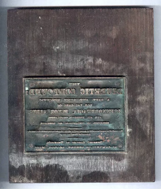 Old Printer's Advertising Block Plate - Diuretic Compound