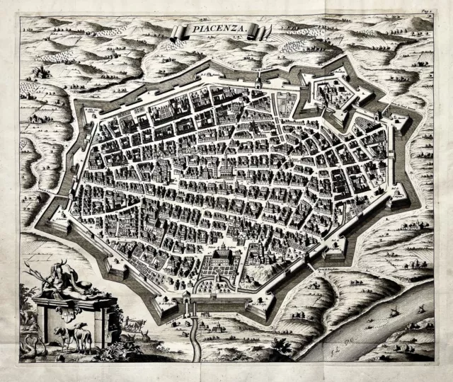 Piacenza Lombardei Lombardia Italy Italia plan Kupferstich van der Aa 1704