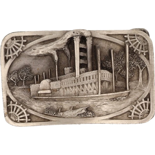 Regina West Mississippi Nuovo Orleans Delta Steam Fiume Boat Vintage Belt Buckle