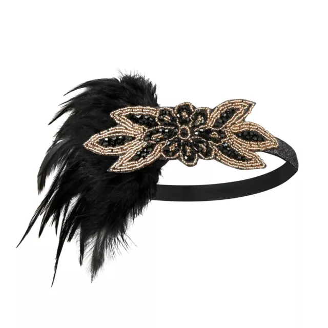 SWEETV 1920s Flapper Feather Headband, Showgirl Headpiece, Gatsby Style 2