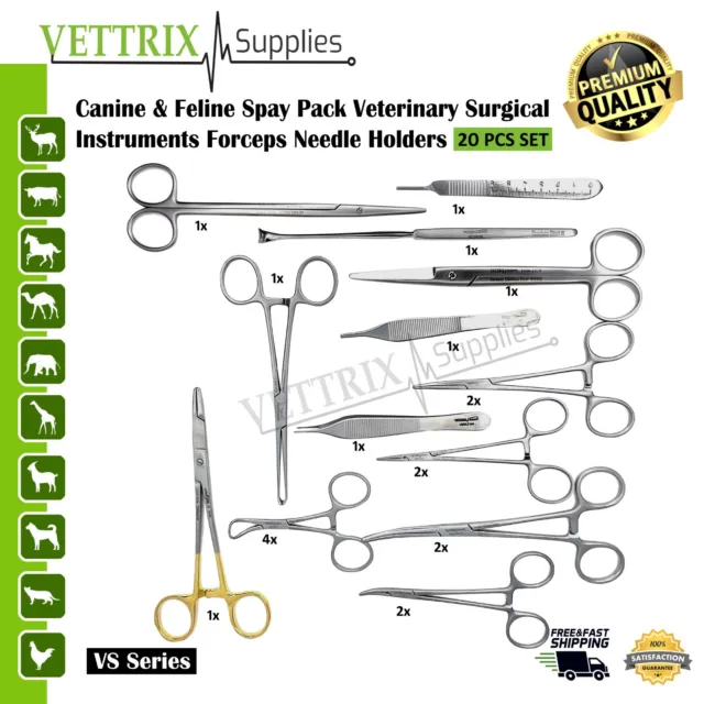 Canine & Feline Spay Pack Veterinary Surgical Instruments Forceps Needle Holders