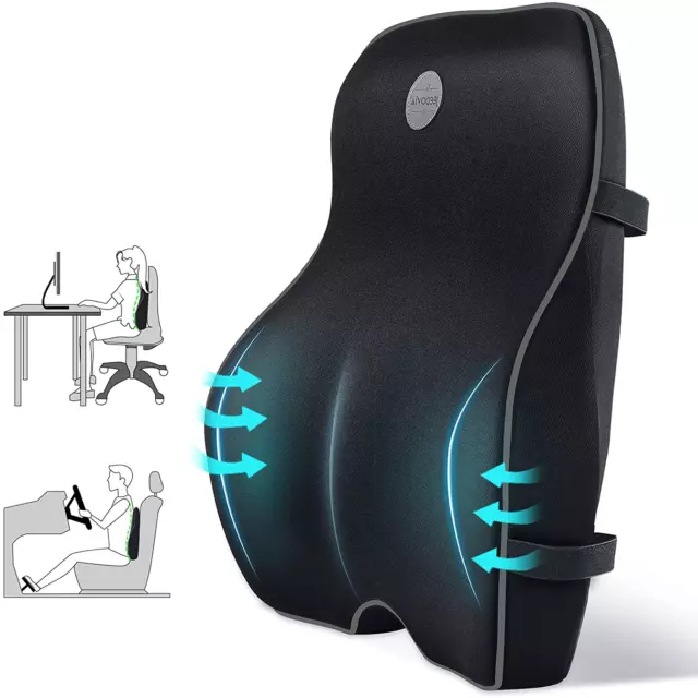 Chair Support Pillow Car Home Office Seat Cushion Back Relief Memory Foam Lumbar