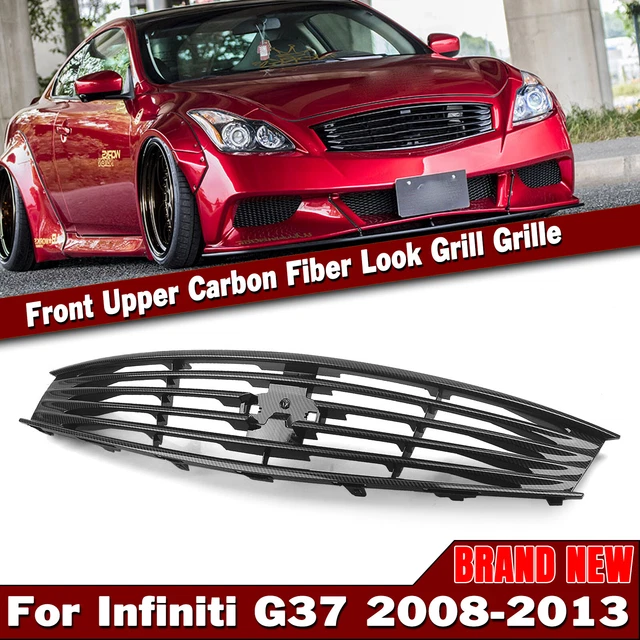 Front Bumper Grille For Infiniti G37 2 Door Coupe 08-13 Q60 14-15 Carbon Look
