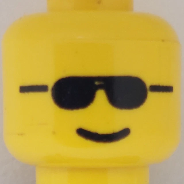 Lego Minifigure Yellow Head With Black Sunglasses And Standard Grin Pattern
