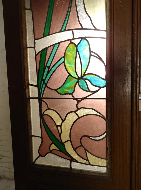 Large Pair of Vintage French Stained Glass Doors (1863)NS 3