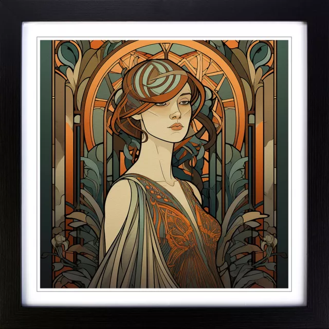 Art Deco Woman Art Nouveau No.1 Wall Art Print Framed Canvas Picture Poster