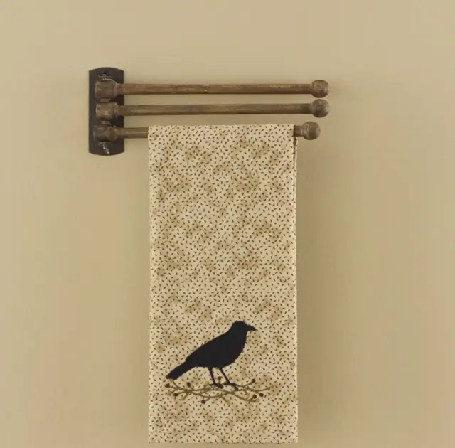 Primitive Country Farmhouse Rustic 3 Prong Natural Wood Towel Rack