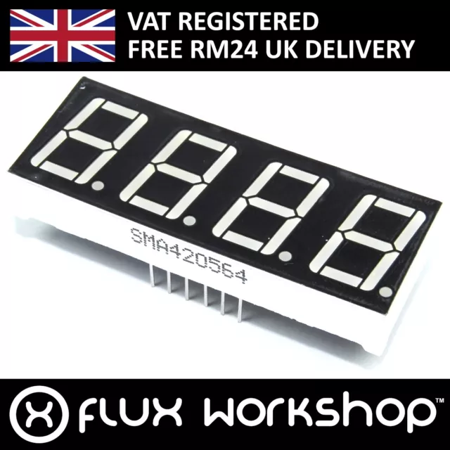 4 Digit Seven Segment Red LED Display 0.56" SM420564 Arduino Pi Flux Workshop