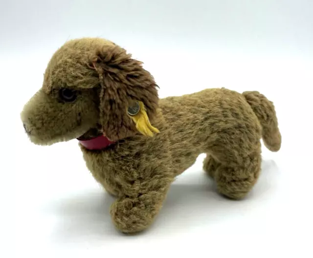 Alter Steiff Hund Dackel Bazi 4144/12 Webpelz Knopf im Ohr gepflegt sauber H11cm