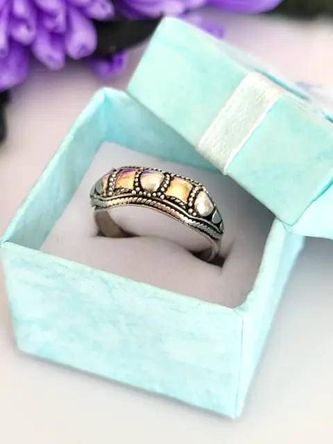 Phantastischer älterer Ring Silber 925, versehen mit Gold Elementen, 17,8mm 3