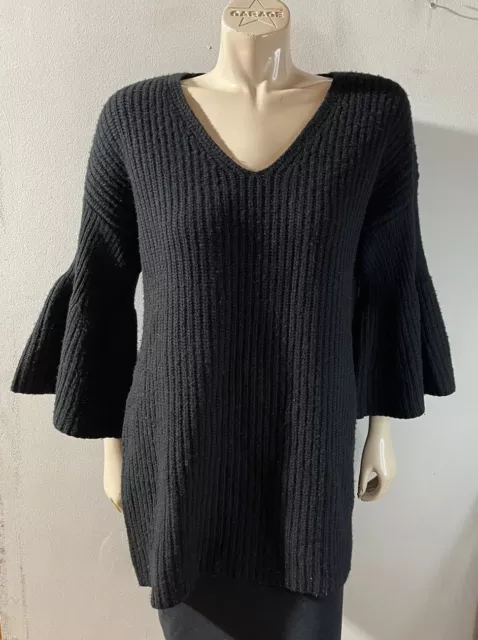 Derek Lam 10 Crosby Tunic Sweater Women’s L Wool Wide Ribbed Bell Sleeves