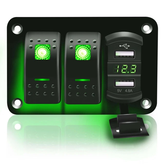 Interruttore a dondolo 3 gruppi pannello IP67 marino camper camion PPT + PC + alluminio Pa