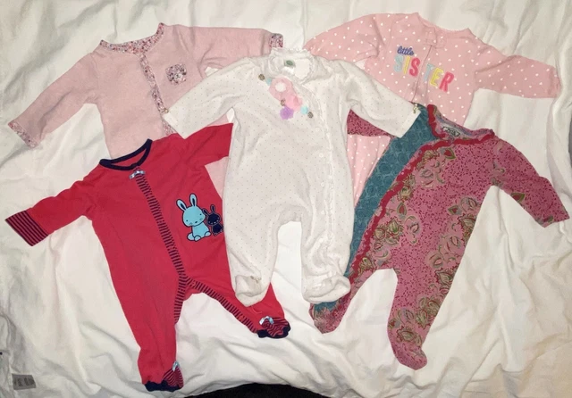 Baby Girl 6 Months Footed Cotton/Fleece One Piece Sleeper Pajama Lot