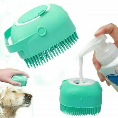 Dog Cat Silicone Scrub Tool Shampoo Dispenser Pet Massage Bath Brush