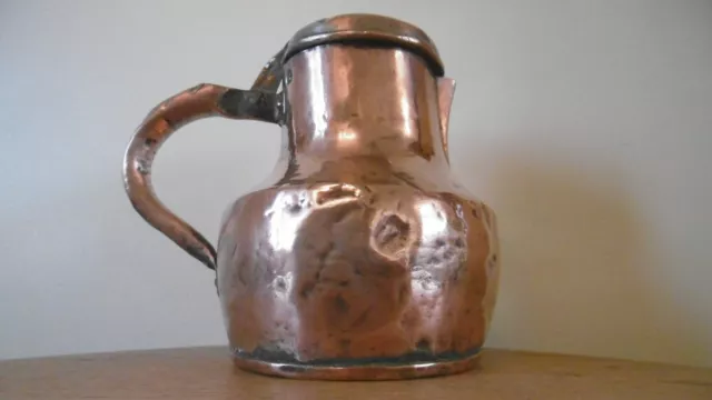 Antique Arts and Crafts c.1890 copper waisted jug, lovely patina, quirky shape