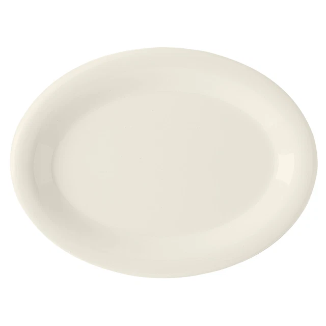 G.E.T. OP-950-DI Diamond Ivory 9-1/2 x 7-1/4" Oval Platter - 24 / CS"