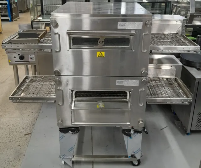 Used XLT 1832 Double Deck Conveyor Pizza Oven On Stand