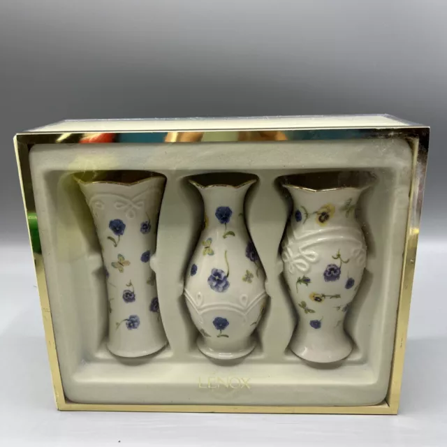 Juego de 3 flores azules adornos dorados con caja colección clásicos