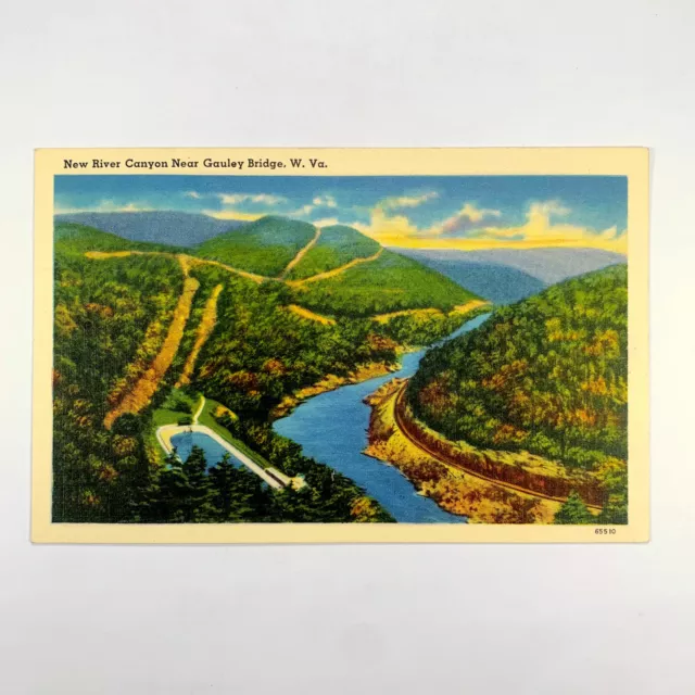 Postcard West Virginia Gauley Bridge WV New River Canyon 1940s Unposted Linen