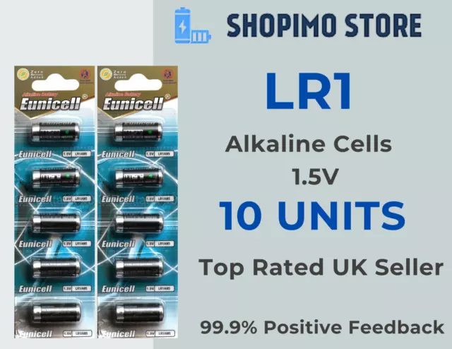 10 x LR1 Alkaline 1.5V Clock Alarm Fob Calculator N Batteries Cells Eunicell New
