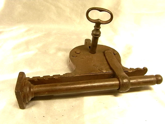 Ancien Rare Cadenas Systeme Cle Clef Serrure Chateau Fer Forge Oriental Padlock