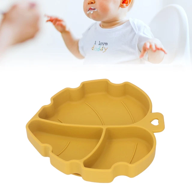 Plato de succión para bebé (amarillo) plato para niño pequeño grado alimenticio desarrollo hábitos lavavajillas