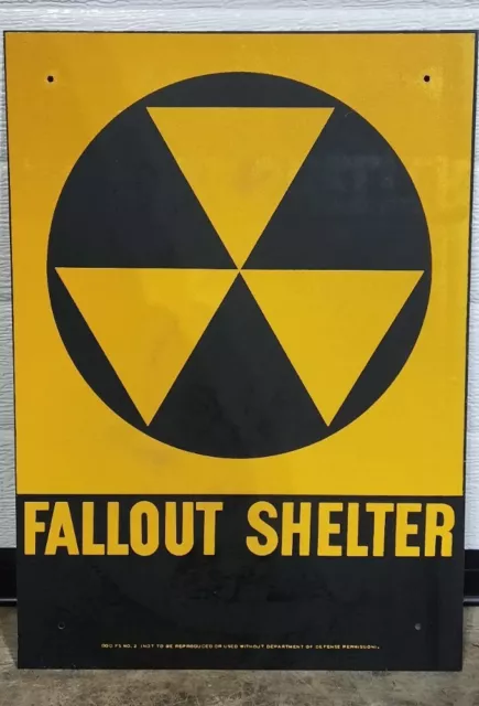Vintage Original 1950s - 1960s Fallout Shelter Sign IMPERFECT BLEMISHED
